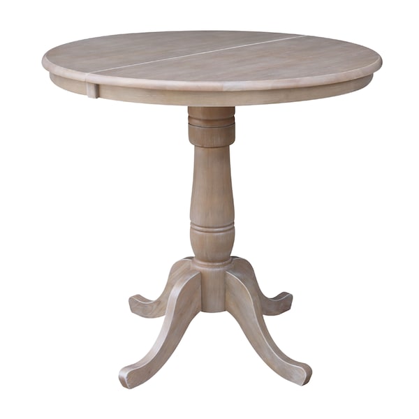 International Concepts Round 36 in Rd Top Pedestal Table, 12 in Leaf, 34.9 inH, Adjust Ht, Washed Gray Taupe, 36 in W, 48 in L K09-36RXT-6B - main